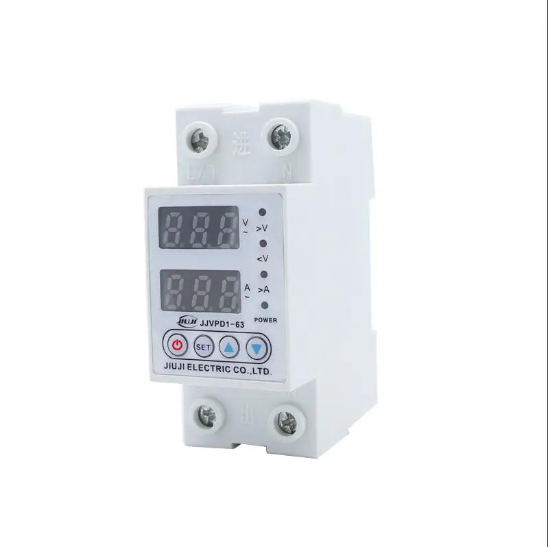 Adjustable Over and Under Voltage Protector Over Current Protection Relay 63A DinRail 230V Protective Device Overload High Low