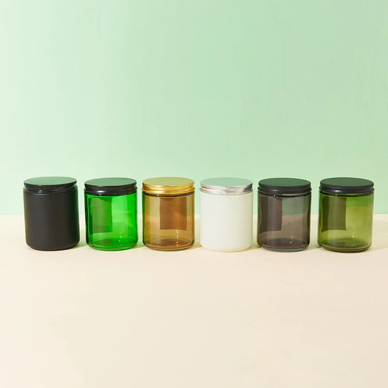 Empty 250ml Amber Matte Black Color Glass Candle Jars Luxury For Candles With Aluminum Lid