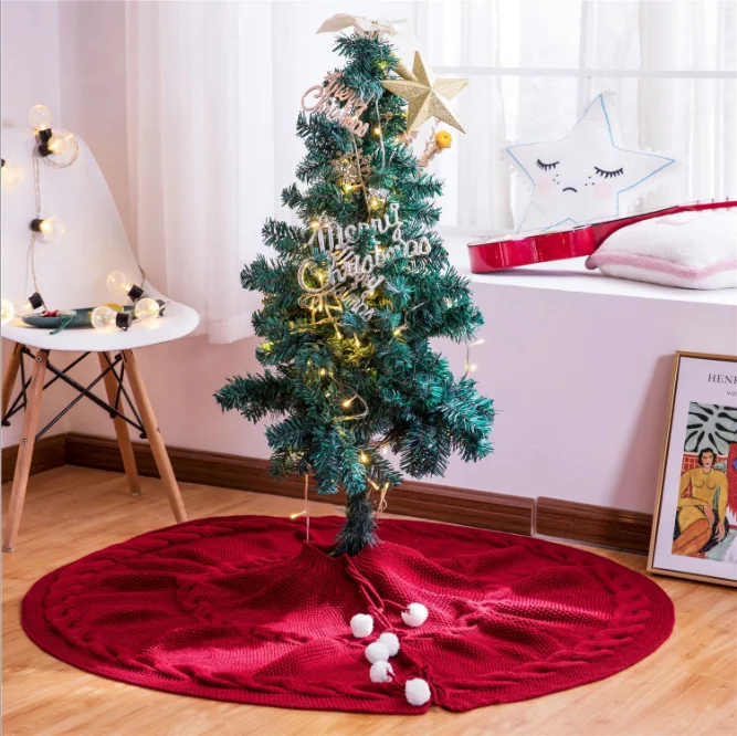 Sq Creative Christmas Tree Pet Crochet  Decoration 100% Acrylic Cable Round  Knitted  Knit Throw Kids Adult Blanket of Home