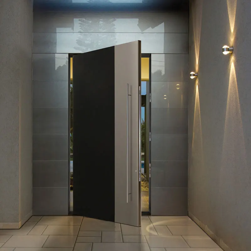 Guangzhou factory modern villa casting aluminum entrance door stainless steel front entrance pivot door security outside door