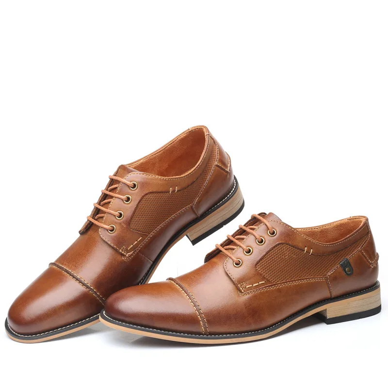 
High quality black and brown mens Genuine leather oxford dress shoes Real US size 12 13 for men 