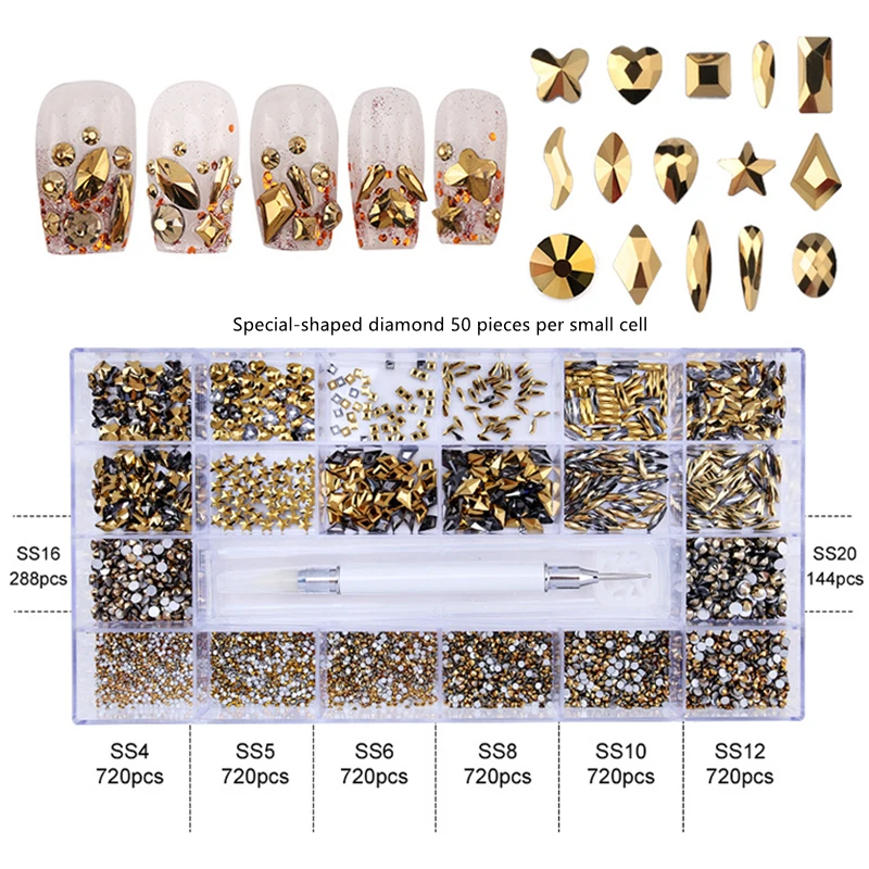 Hot sales Nail rhinestone plastic box special-shaped flat glass rhinestone for dress belt earrings nail DIY decoration supplies