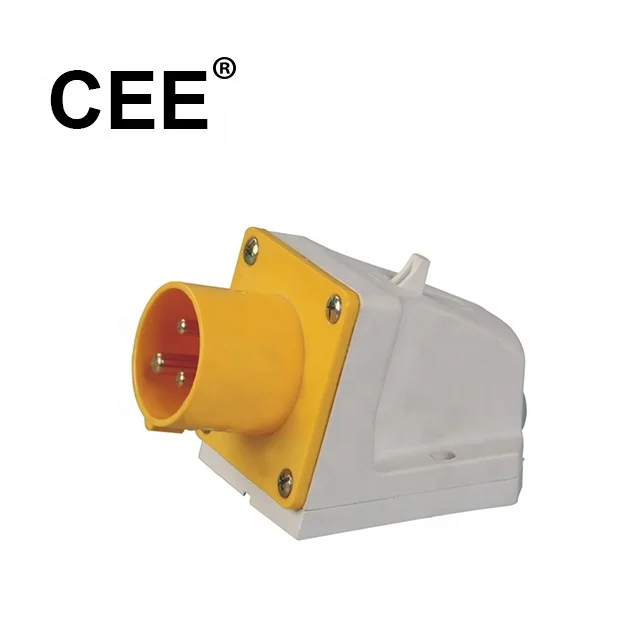 CEE 2P+E 3pins IP44 16A 110-130V yellow industrial plug and socket wall mounted plugs