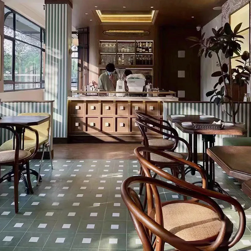 American Retro Solid Wood square Table and Chair Combination Cafe Western Restaurant Wooden