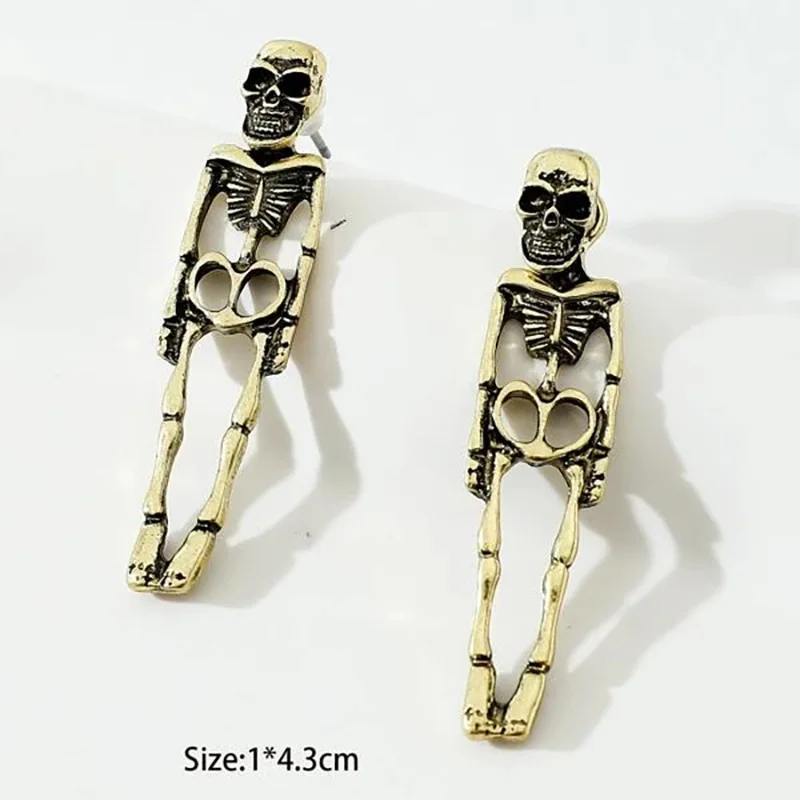 2024 Scary Halloween Party Earrings Spooky Skull Skeleton Dangle Earrings Punk Halloween Earrings for Women