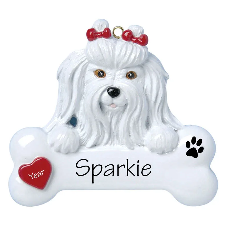 Personalized DIY Write Name Resin Dog Ornaments Puppy Pet Christmas Resin Crafts Christmas Tree Hanging Decorations