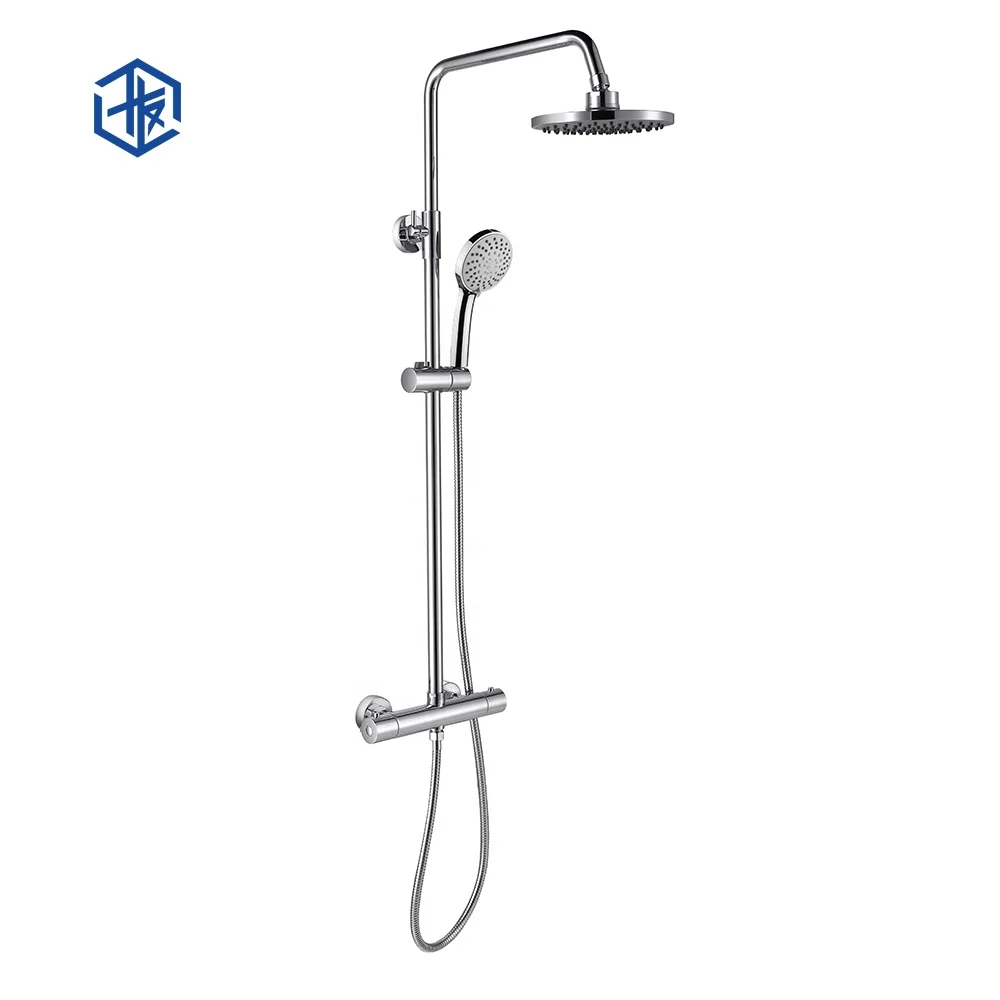 CE WRAS bathroom sanitary ware round shape hot cold water mixer faucet exposed installation thermostatic rain shower set