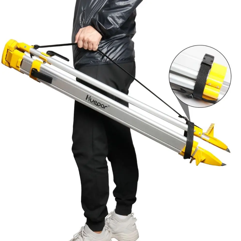 Huepar M3Y for Total Station, Automatic Optical Level, Rotary Laser,Aluminum Flat Head Heavy Duty Telescoping Tripod