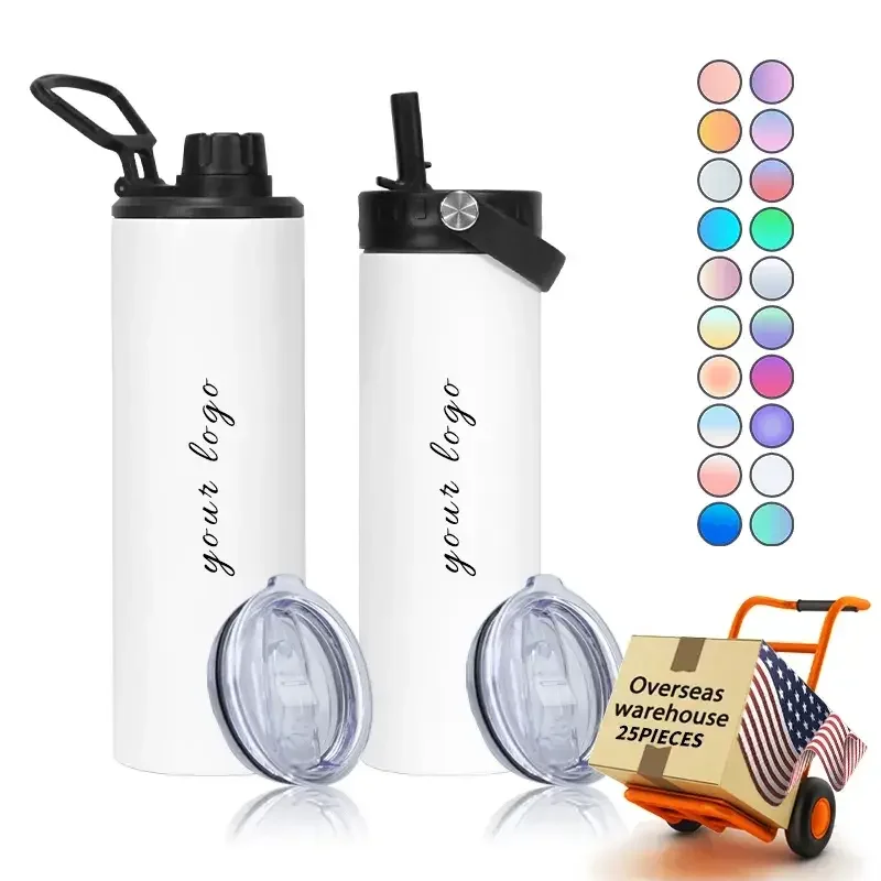 Custom logo Eco-friendly Water Bottle Sublimation Blank Sport Vacuum Insulated Stainless Steel Sublimation With Leak Proof Straw