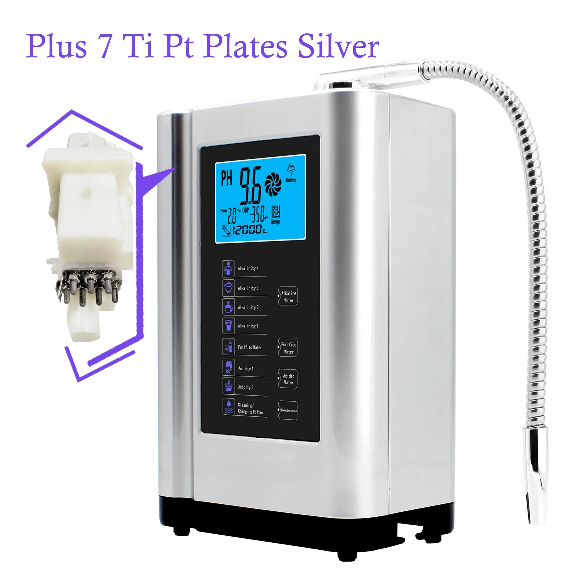 7 Plates Electrolyte Hydrogen Water Ionizer generator Anti-Oxidant Alkaline Acid water Water Filter system for Home Ph3.5-10.5