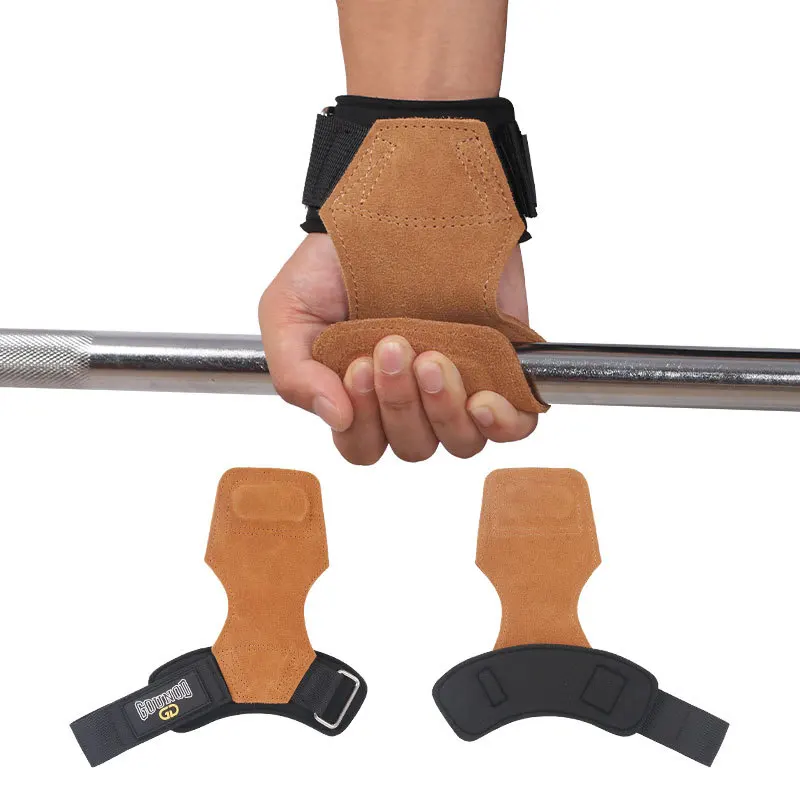 Good Quality Gym Practical Cowhide Fitness Safety Grips Pads Palm Protection Weightlifting Hand Grips