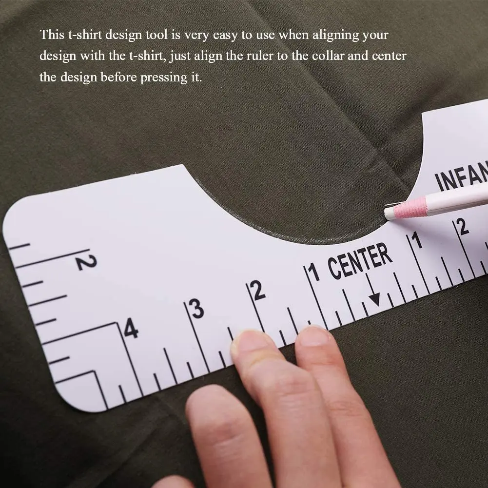 New arrivals T-Shirt Ruler Collar Measuring Ruler V-Neck Round Neck Alignment Tool  PVC clothing Ruler