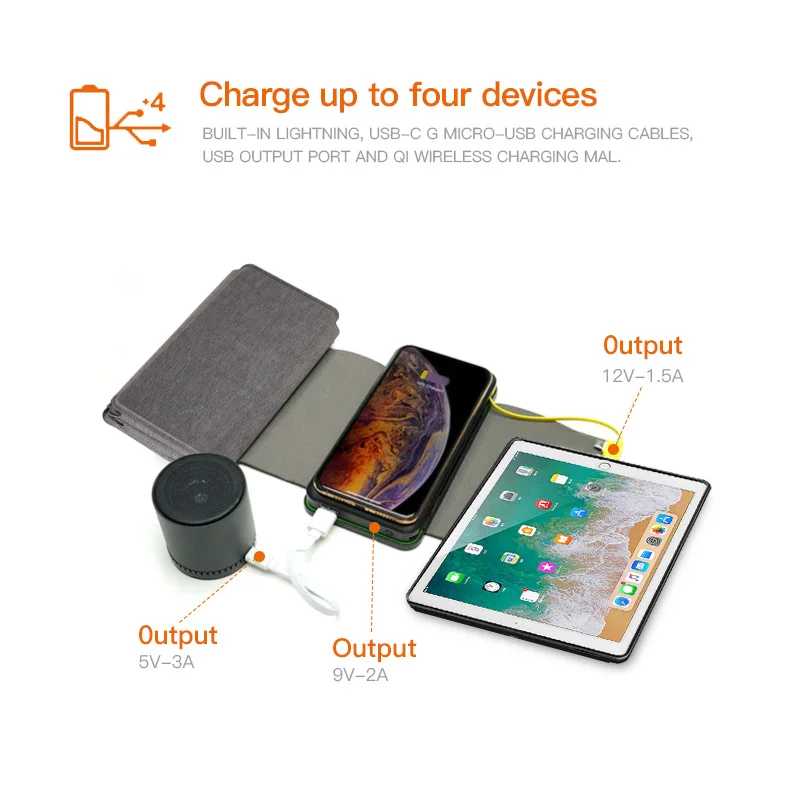 
Portable Wireless solar power bank solar charger 12000mah solar power for outdoor camping 