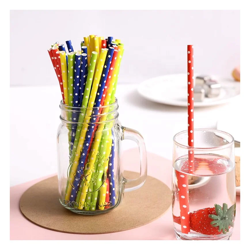 Biodegradable 6mm Kraft Paper Straws With Logo For Bubble Tea Beverage Drinking Smoothie Straw