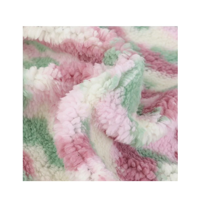 Wholesale cheapest comfortable floral thickening printed knitting polyester cotton sherpa fleece fabric for winter bed blanket