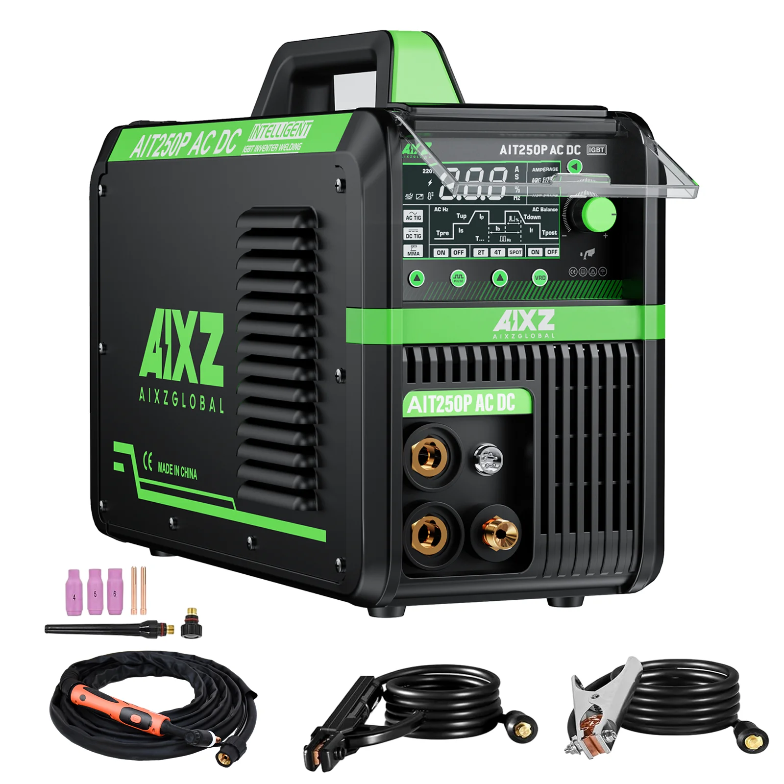 Ведущий в отрасли алюминиевый сварочный аппарат AIXZGLOBAL AIXZ ACDC TIG AIT250P со сварочным шлемом