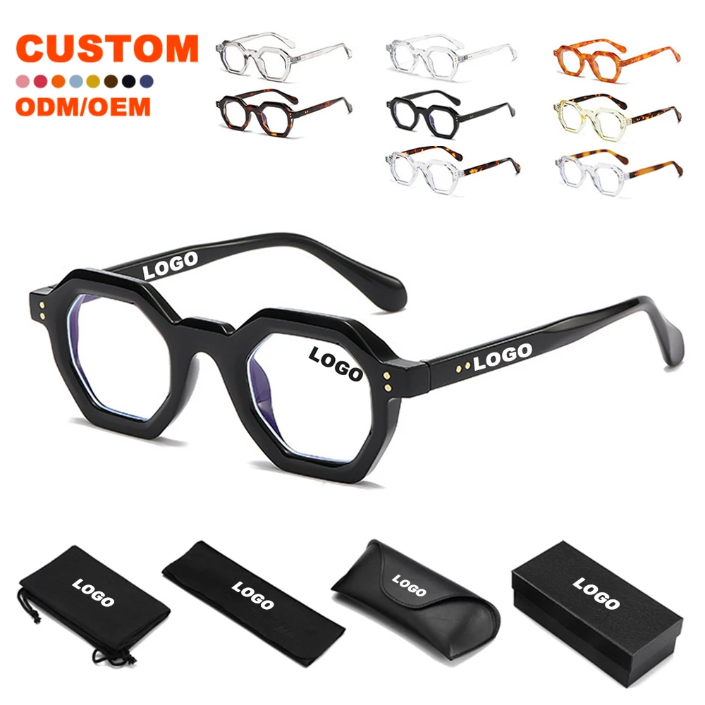 Customized Logo   Optical Eyeglasses Anti Blue Light Glasses Polygonal glasses  personaliseds anti-blue light glasses