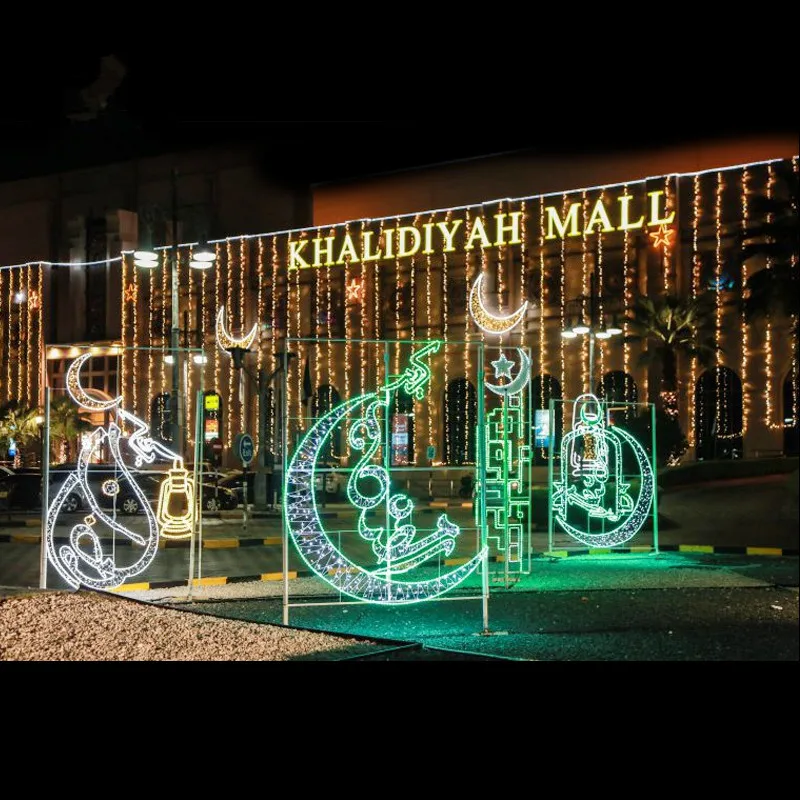 2022 Wholesale Price Shopping Mall Outdoor Eid Mubarak Street Decorations 2D Ramadan Led Motif Lights