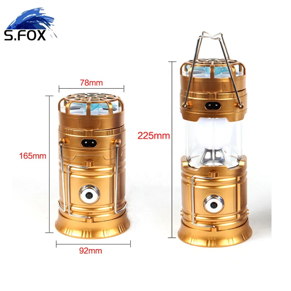 Ceiling Fan Collapsible LED Light Outdoors Tent Lamp Solar Camping Lantern