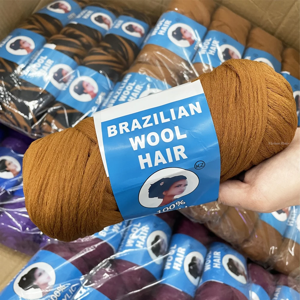 Hot selling bulk Brazilian wool 100% Acrylic hair yarn 70g 100g for dreadlocks crochet braiding hair Attachment Knitting Braids