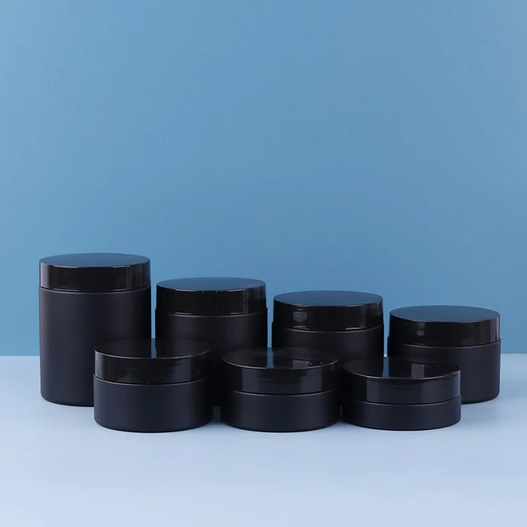 500ml 250ml 100ml 350ml cosmetic packaging plastic jar with black lid. 16oz 8oz 12oz plastic pet jar cream jar