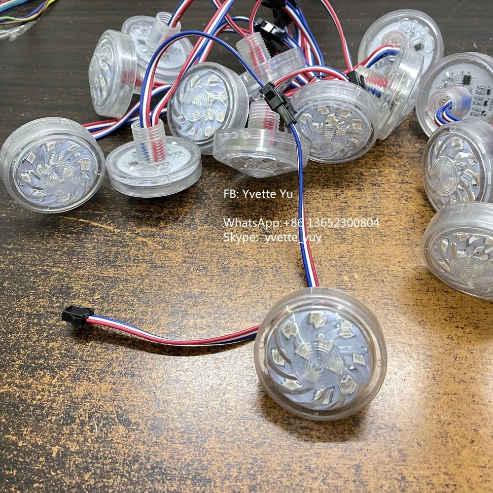 Доступные пиксельные светодиодные лампы RGB, 45 мм, турбоосвещение UCS1903, 12 светодиодов, 24 В постоянного тока, аттракцион, карнавал, кабошон, светодиодные лампы