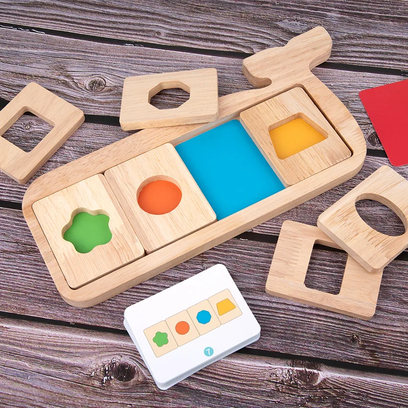 Montessori Geometry Color Separation Puzzle Wooden Toys Sensory Training Shape Matching Games Children Early Education Cognition