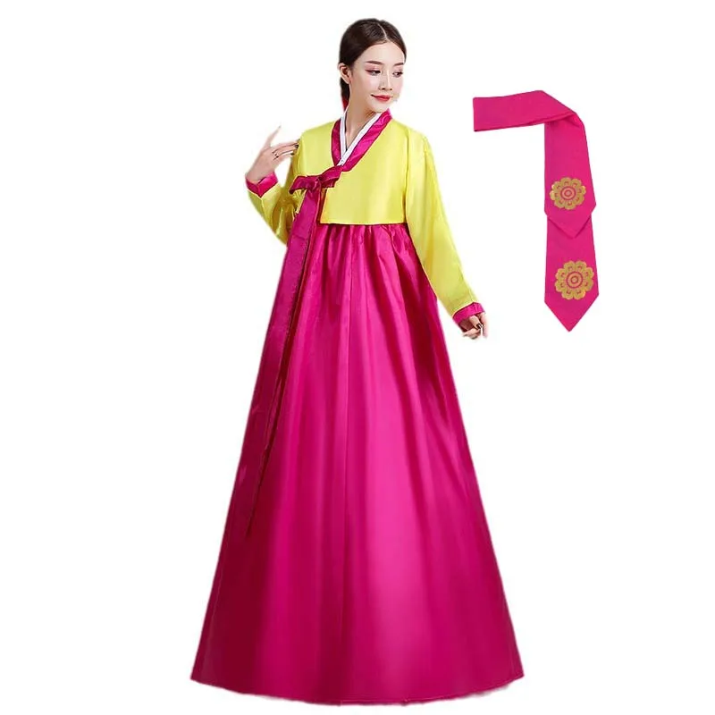 Качественное женское элегантное традиционное корейское платье Hanbok с головной убор KTWD-001