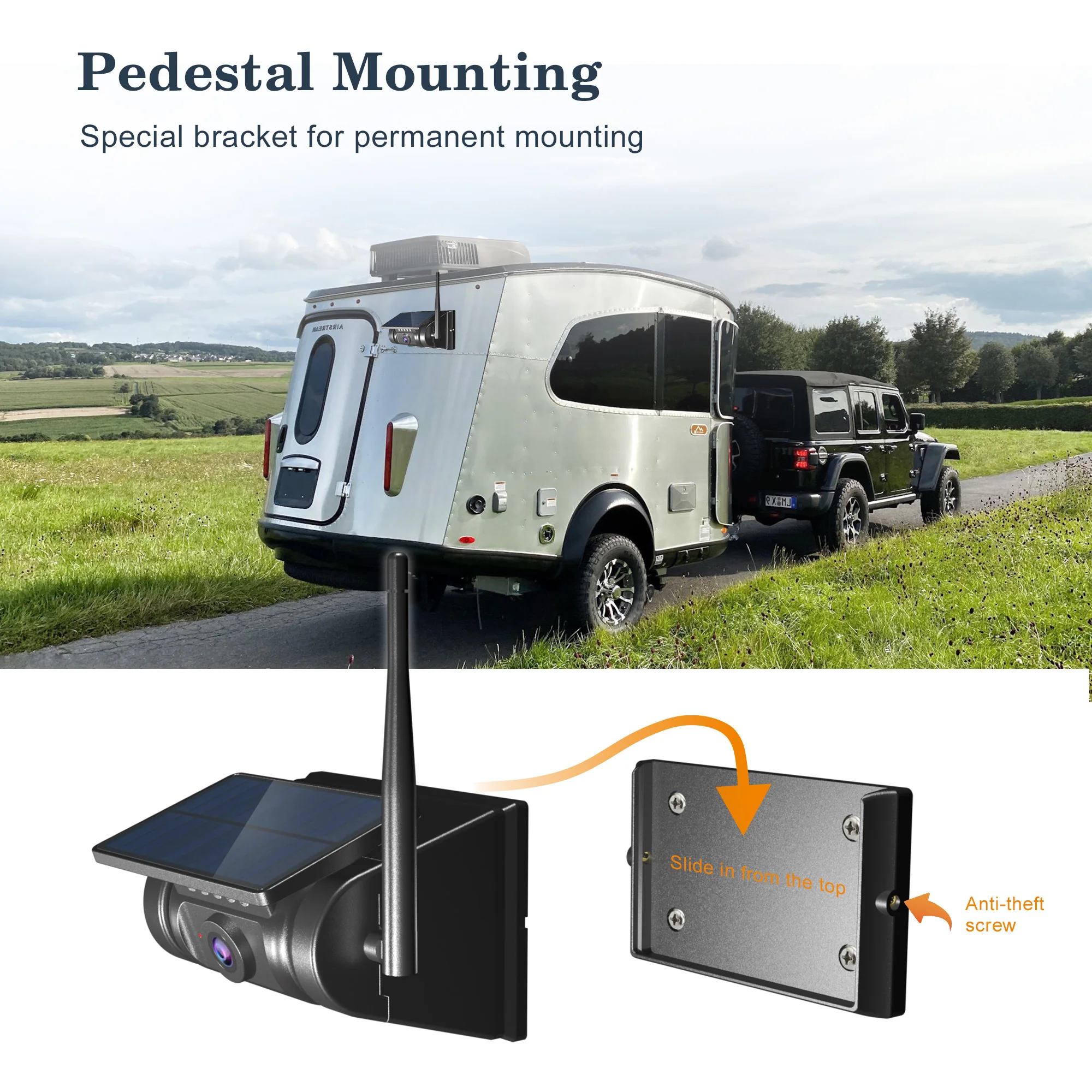 New popular Solar Wireless Backup Rearview rear view Camera magnetic 10000MA battery  Car RV Truck Trailer Camper Home