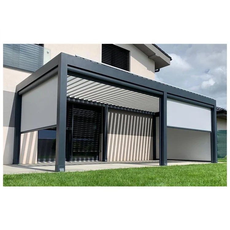 France style Aluminum Outdoor living Pergola with louvers roof system