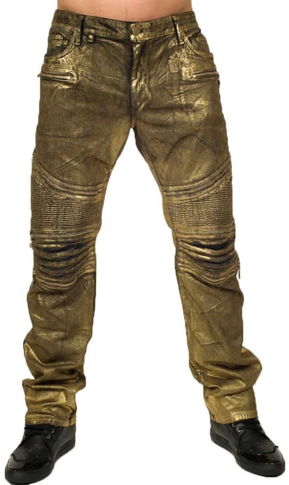 Biker Jean in Decal Gold wash biker jeans men biker jeans