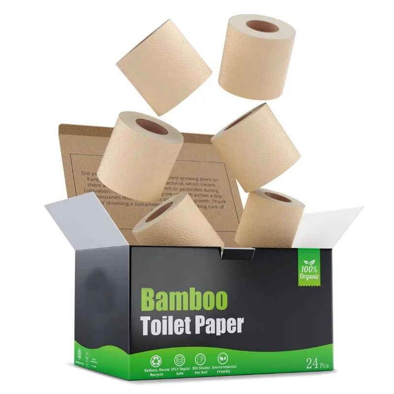 Unbleached/Bleached  2/3/4ply Bamboo Pulp Toilet Tissue Bamboo Bathroom Tissue Bamboo Toilet Paper