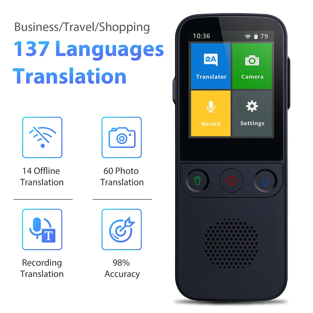 T10 Pro Instant Smart Two-Way Translation WiFi Connecte Support 137+ Online Languages Translation Translator
