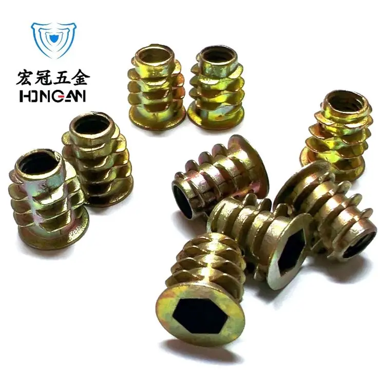 M6-M8 Countersunk Hexagonal Trapezoidal Nut for Kitchen Solid Wood Furniture Embedded Internal & External Teeth Nut