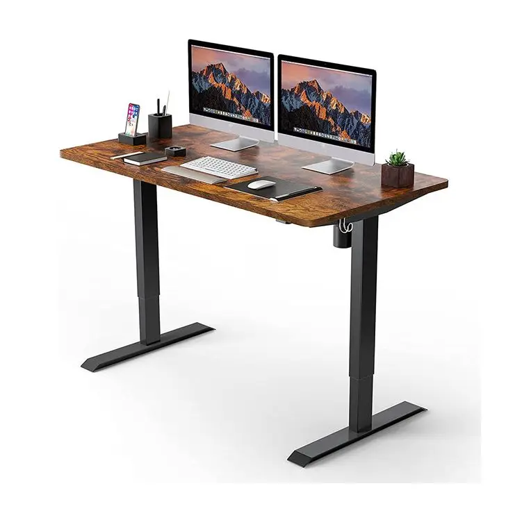 Office Furniture Pc Computer Table Partition Desk Student Learn Ergonomic Dual Motor Metal Leg Base Executive With Side