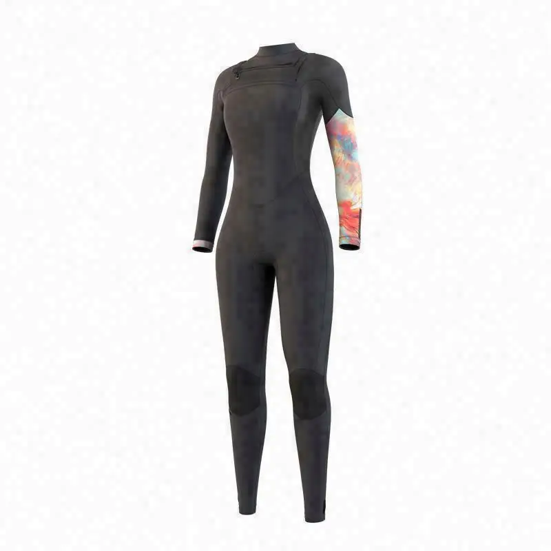 Wetsuit 43 Women Order Min 1 Womens Surfing Chest Zip Long Sleeve Printed Surf Swimsuit Swimming Suits 3Mm For Females