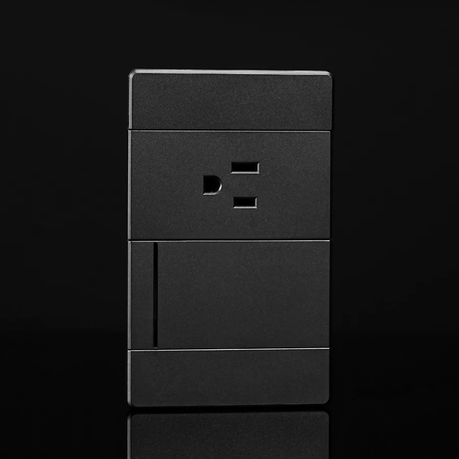 Ultra Thin PC Plate Electrical 3 Pin Wall Socket with 1 Gang 1 Way 2 Way Wall Flush Mounted Wall Switches for Home