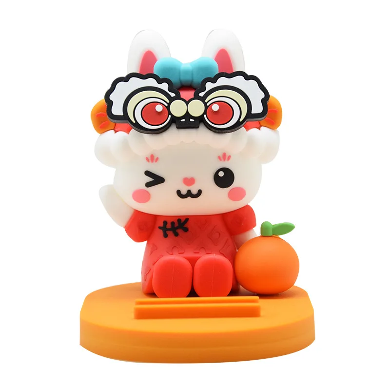 Factory customized PVC action figurines Pvc rabbit mobile phone holder cartoon doll three-dimensional pvc anime doll
