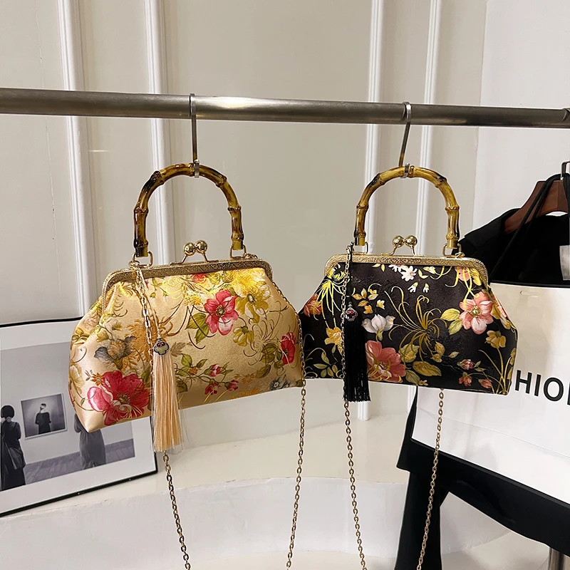 Designer New Chinese Style Qipao Tassel Evening Party Handheld Crossbody Bag for Women