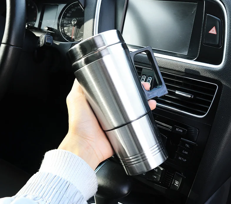 Car Travel Heating Cup Stainless Steel Electric Car Heating Vacuum Cup Auto Universal 12V/24V Insulation Water Cup Kettle