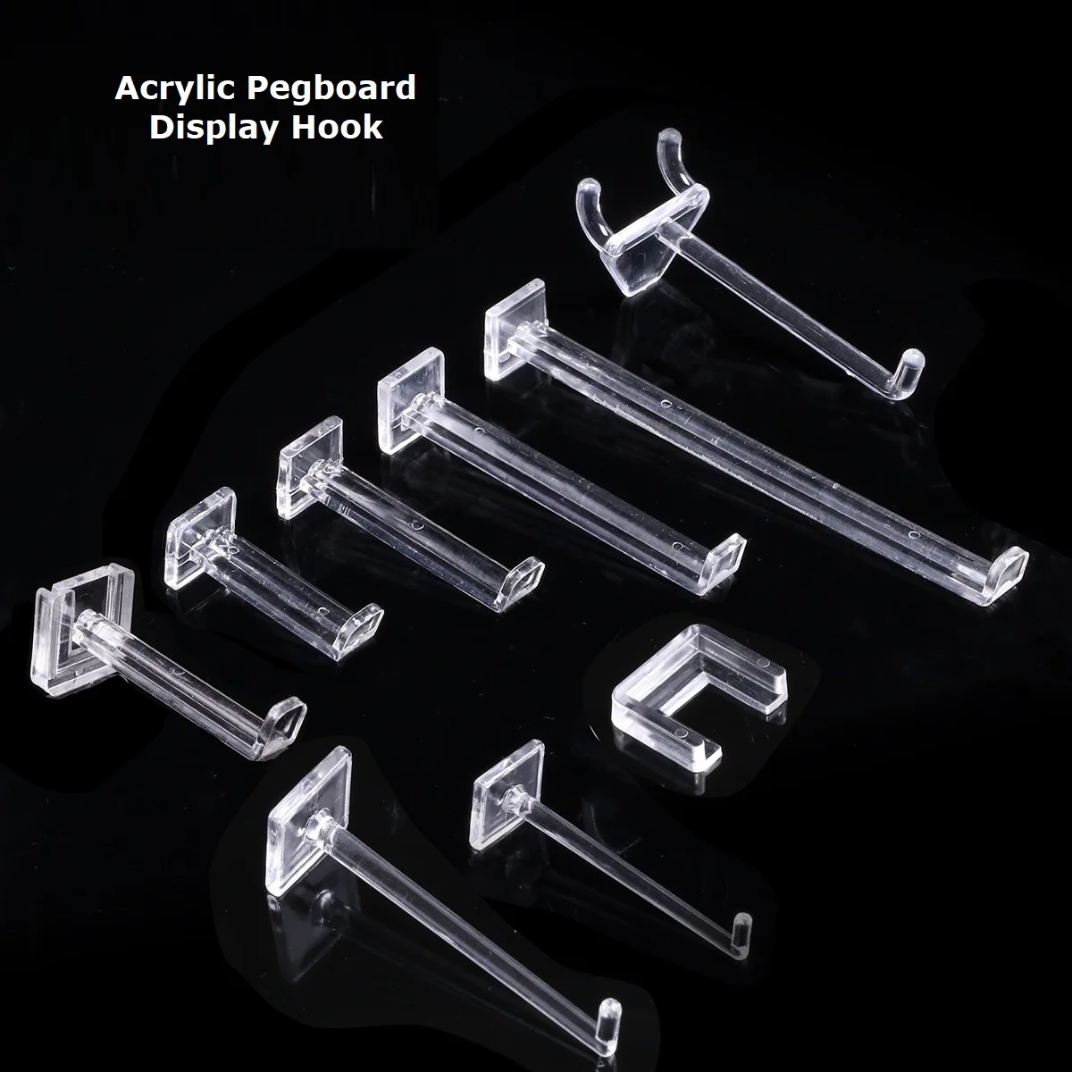 Pegboard Accessories Retail Display Gondola 2.5inch Clear Acrylic Plastic Hooks For Cardboard Metal Acrylic Display For Pegboard