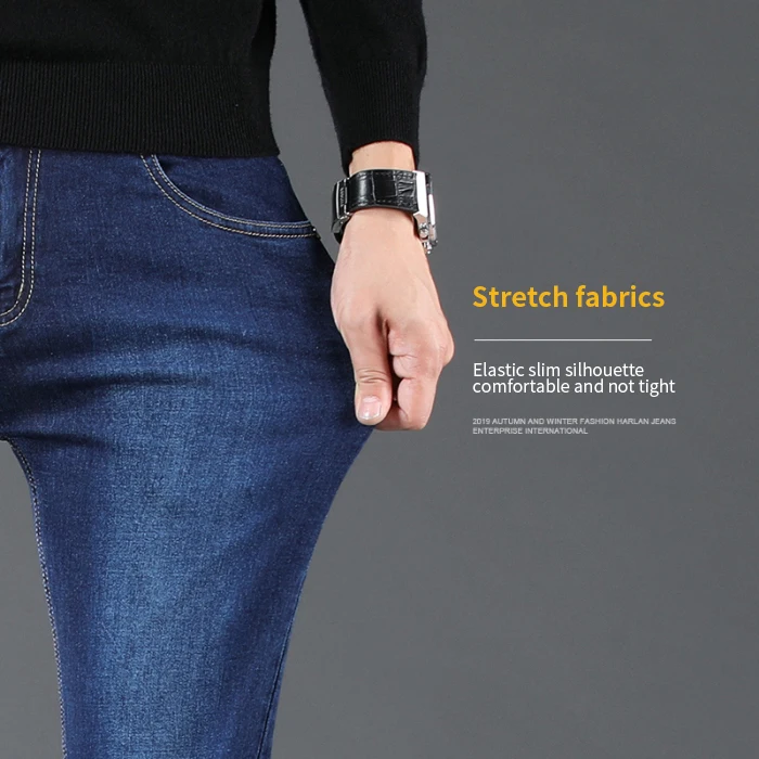 
2020 Autumn And Winter New Mens Denim Trousers Slim Wild Elastic Straight Casual Men Jeans 