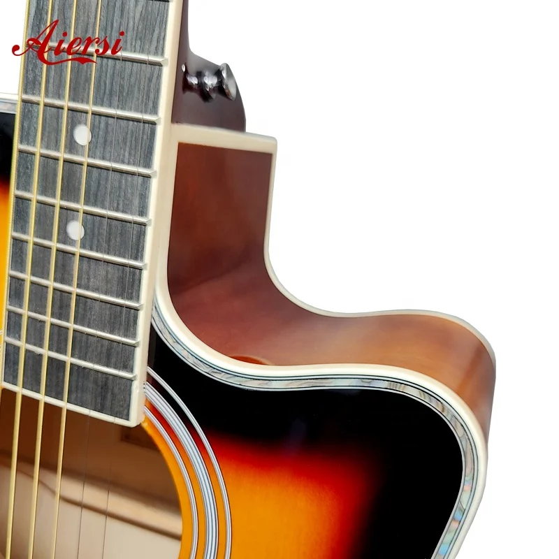 Good quality sunburst color guitar six steel string basswood folk acoustic guitar steel string guitars musical instrument