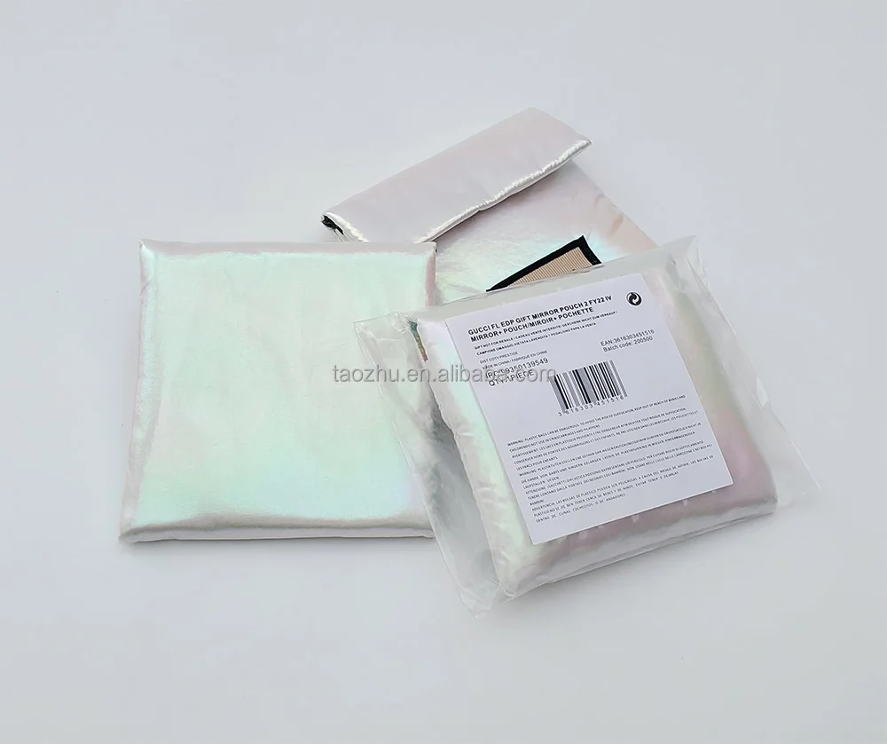 GUCC idea White Pink Hart Shape Mini Gift Makeup Mirror with Luxury Ambilight Pouch