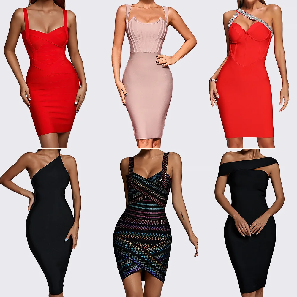 OEM Clothing Manufacturer Custom Fashion One Shoulder Bodycon Birthday Bandage Party Metallic Mini Sexy Cocktail Dress for Women