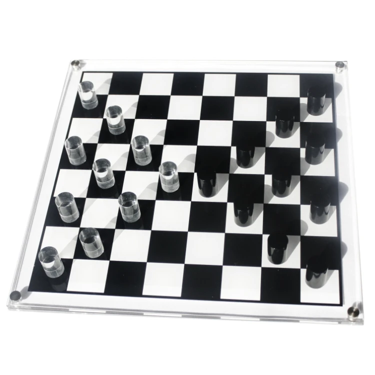 Backgammon Chess Set for Adults and Kids International Chess 3D Lucite Acrylic Luxury  Chess Game Board Set Tic Tac Toe Pieces