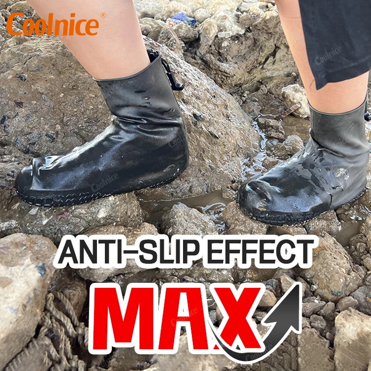 Waterproof Silicone Shoe Covers Reusable Foldable Not-Slip Rain Shoe Covers with Zipper Shoe Protectors Overshoes Rain Galoshes