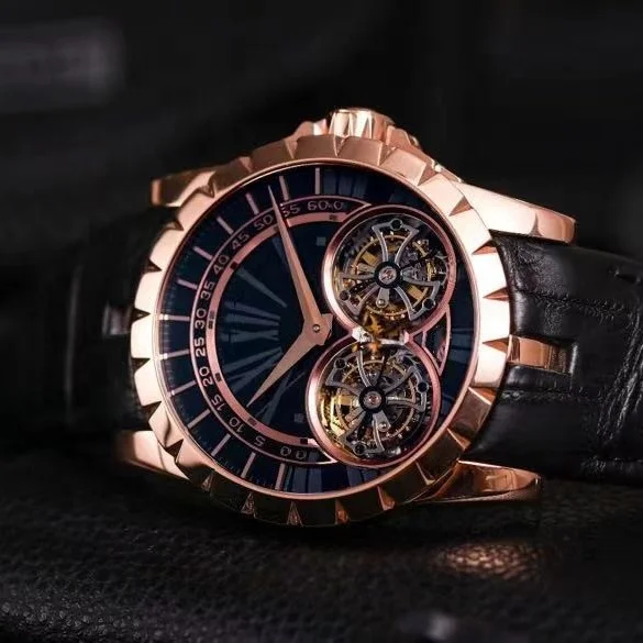 High-end luxury mechanical watch JB factory 45mm 18K gold RD01 double tourbillon manual winding RDDBEX0280 brand watch