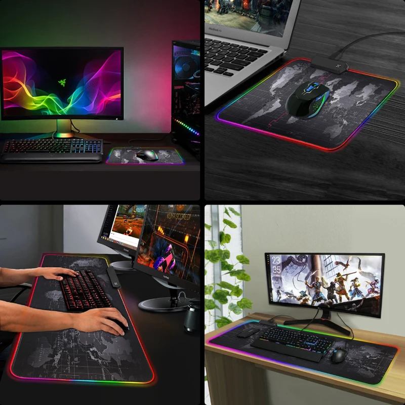 Gamer Desk pad Natural Rubber LED XXL Desk Mat star Gaming Mouse Pad RGB