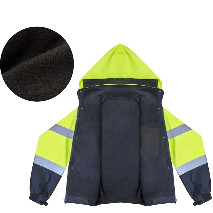 ZUJA Waterproof Pockets Detachable Hood and Sleeve Safety Bomber Jacket